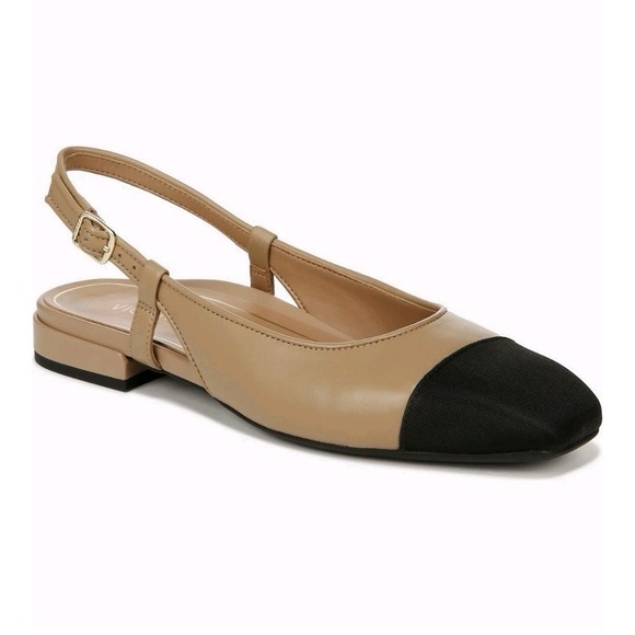 Vionic Women's Petaluma Black & Tan Leather Slingback Flats Size 8.5W NEW! $145